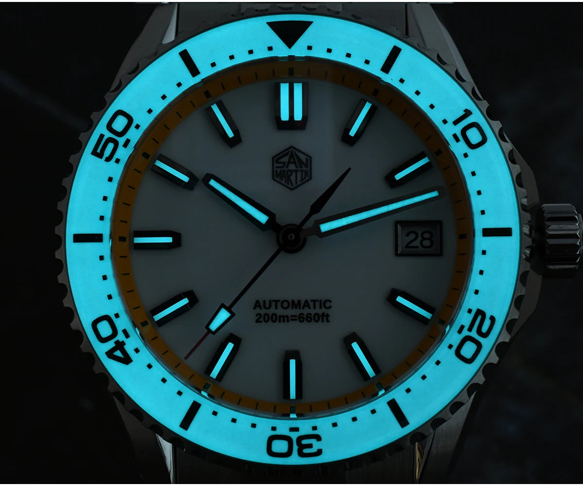 San Martin 2025 New Enamel Dial Full Luminous 39mm Dive Watch Luxury Men Watch NH35 Automatic Mechanical Waterproof 200m SN0129