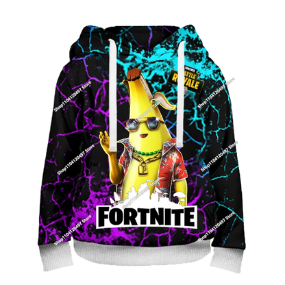 Hoodie Anime Fortnite Infantil, Sweatshirt Masculina Streetwear Hip-Hop Desportiva, Casual, Corte Largo, Moda Outdoor