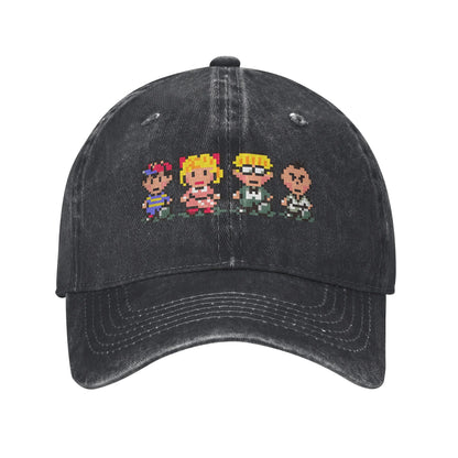 „Earthbound Party Member Sprites“ beisbolo kepurė – juoda kepurė su snapeliu, lengvas poliesteris, sportinio stiliaus, moteriška ir vyriška kepurė, Par