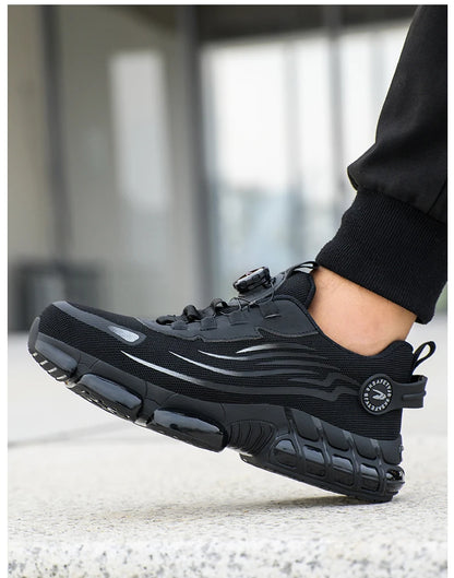 Chaussures de sécurité pour hommes et femmes, baskets de travail protectrices, bottes de sécurité verdes, chaussures Parker en acier à coussin d'air, perforation, taille 47, 48