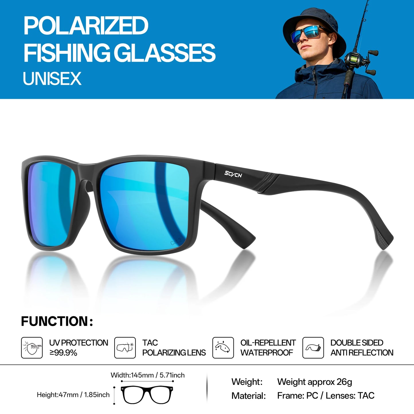 SCVCN New Polarized Water Sports Glasses Women Professional Surfing Boating Fishing Anti-glare Rafting Sailing UV400 Sunglasses