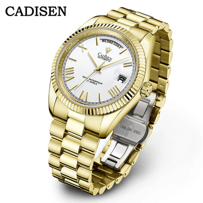 CADISEN Men's Mechanical Watches Luxury Meteorite Dial Automatic Watch For Men Week 100M Japan MIYOTA 8285 Movement Clock Man