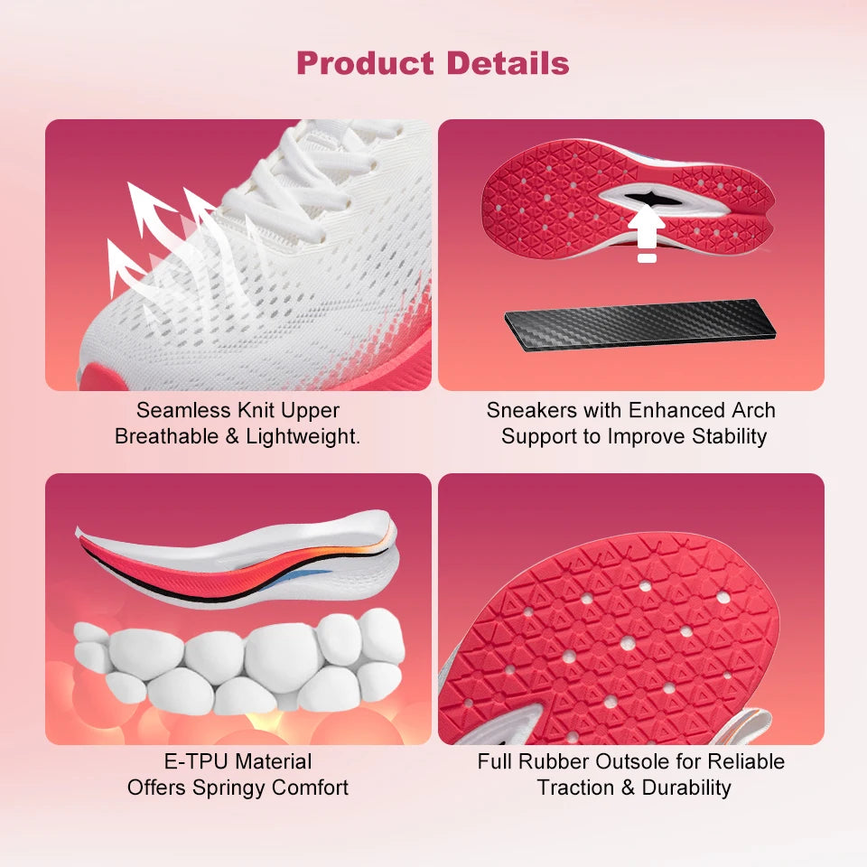 Baasploa Running Shoes Men Carbon Plate Professional Cushioning Anti-Slip Sneaker Female Casual Breathable Jogging Sports Shoes