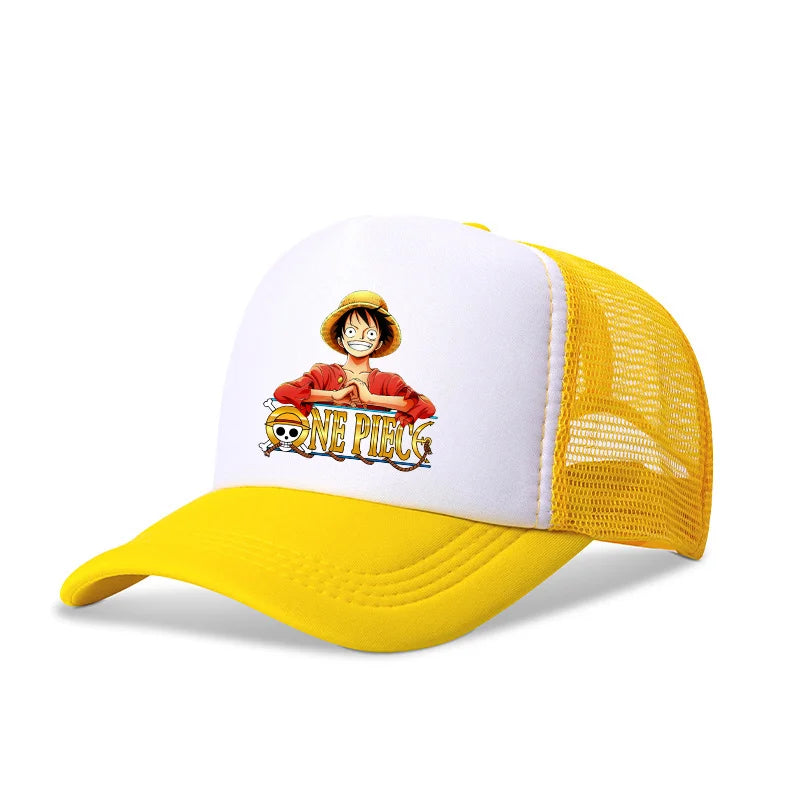 One Piece Baseball Cap Kids Anime Printed Adjustable Mesh Hat Visors Peaked Caps Sunshade Hats Outdoor Headwear Accessories Gift