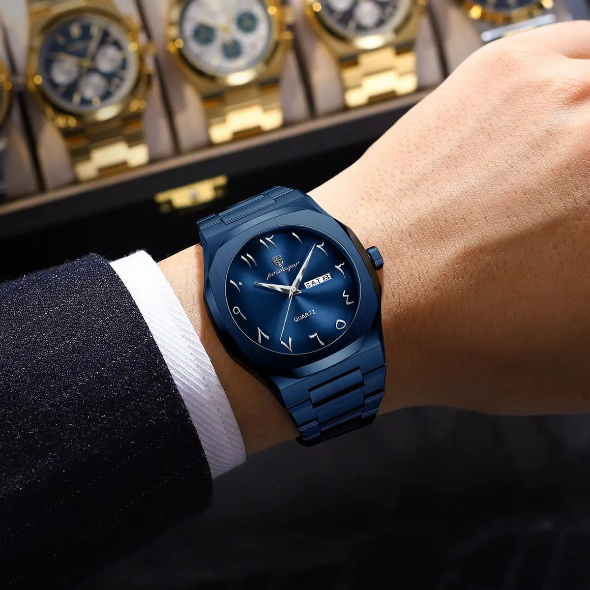 POEDAGAR luxury men’s quartz watch, water-resistant, stainless steel, men’s watch, day-date, business watches for men, Reloj Hombre