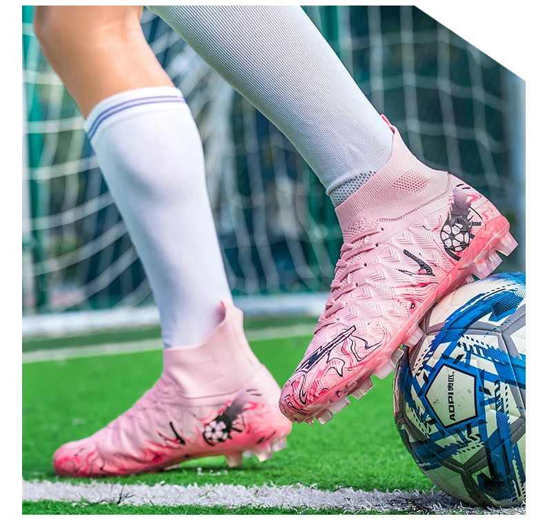 Chaussures de football pour hommes et femmes, crampons antidérapants pour terrain synthétique, baskets de futsal, chaussures de football à crampons pour terrain gazonné, support de cheville, pour l'extérieur