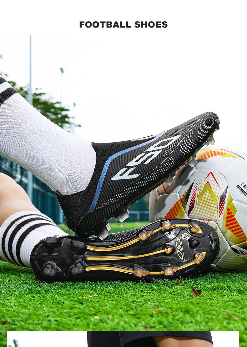 New Men Football Boots Non-Slip Outdoor Sneakers Match Grass Cleats High-quality Soccer Shoes Futsal Hot-selling High-top Light