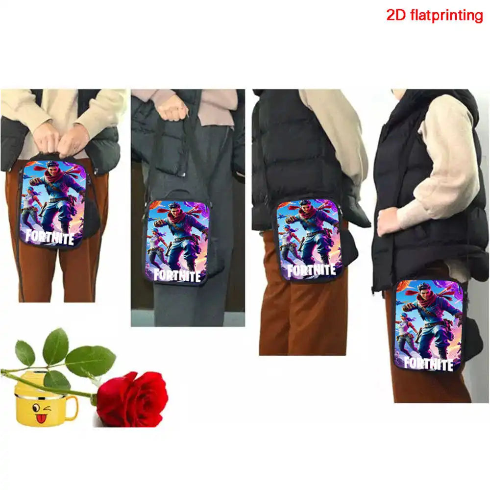 Fortnite-Cartoon-Lunchbag, tragbare isolierte Lunchbag, wiederverwendbare Tasche zur Aufbewahrung von Lebensmitteln, geeignet für Kinder und Schüler.
