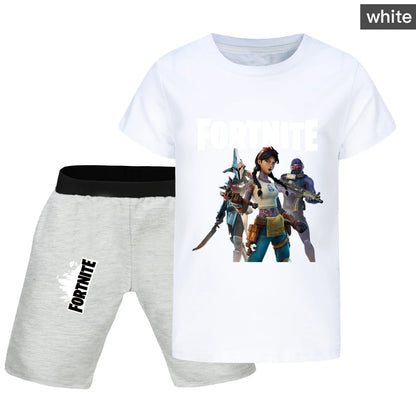 Fortnite Summer Kids Cartoon T-shirts Shorts Two-piece Set Baby Boys Tracksuit Girls Outfits505