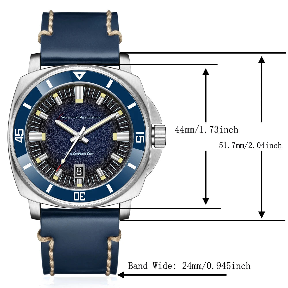Vostok Amphibia Automatic Watches Men Mechanical NH35  Sapphire Steel Luxury Big Case Timepieces Clock Male Branded Hour Uhr