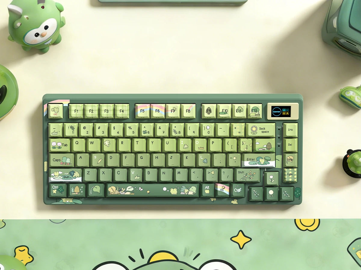 Womier SK80 Green 75% Keyboard with Color OLED Display Mechanical Gaming Keyboard Gasket Mounted RGB Hot Swap Custom Keyboard