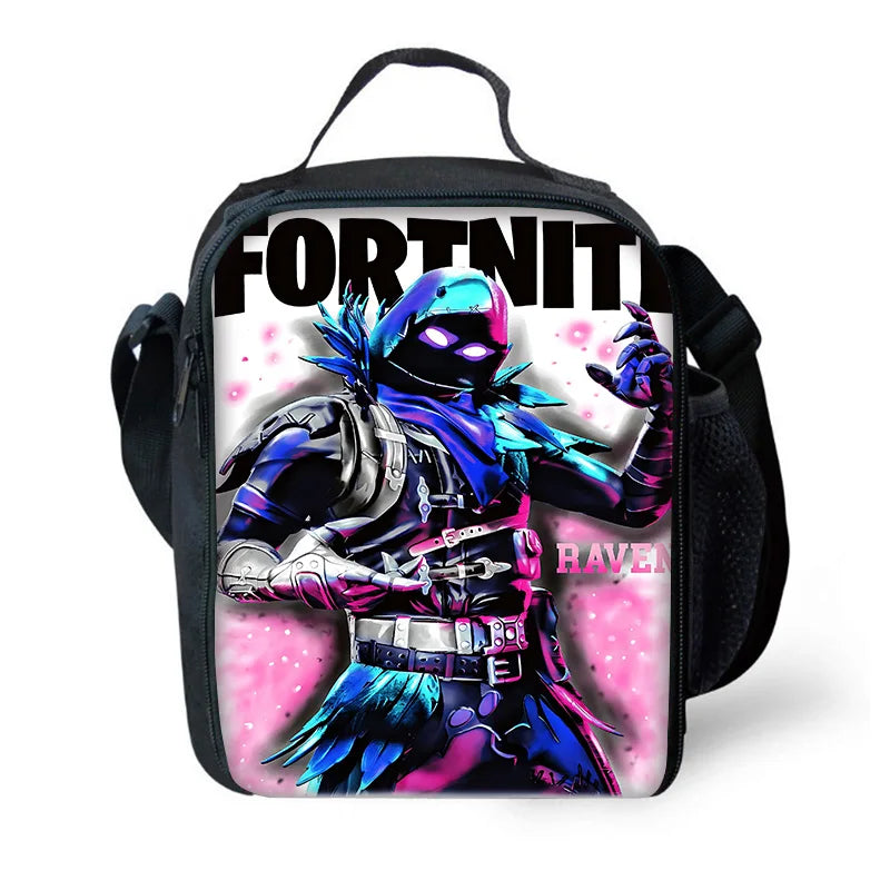 Saco térmico infantil F-FortniteS de grande capacidade para menino e menina, estudante, piquenique ao ar livre, lancheira térmica reutilizável de jogo popular