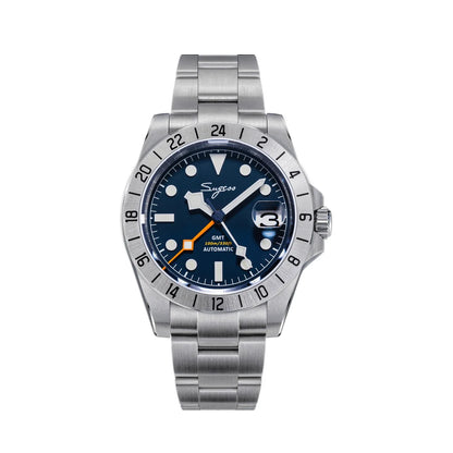 SEESTERN GMT Retro Watch for Men NH34 Automatic Movement Mechanical Wristwatches Sapphire Crystal Fine-tuning Pull Button S436