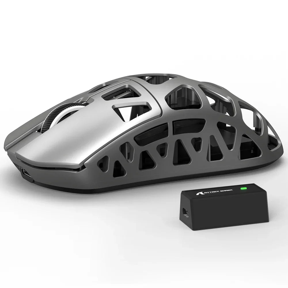 ATTACK SHARK R3 magnéziumötvözet gamer egér, 8K SUPERLIGHT, 8000Hz, 6 állítható DPI akár 26000-ig, PAW3395, BT/2.4G vezeték nélküli/vezetékes