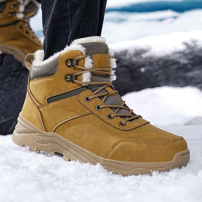 Bottes de neige pour hommes, nouvelle collection hiver 2026, bottes montantes à semelle épaisse, antidérapantes, pour activités de plein air, chaussures de randonnée confortables, chaudes, en peluche, bottines à la chev