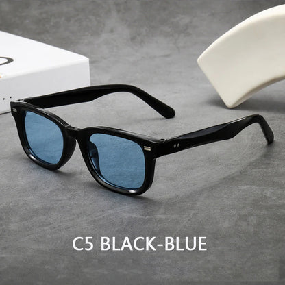 Men's Thick Framed Retro Brown Sunglasses Narrow Framed Hip-hop Style Rapper Eyewear Vacation Sunglasses UV400