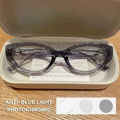 EYORA Vintage Cat Eye Reading Glasses Women Anti Blue Ray Myopia Eyewear Photochromic Progressive Prescription Optical Glasses