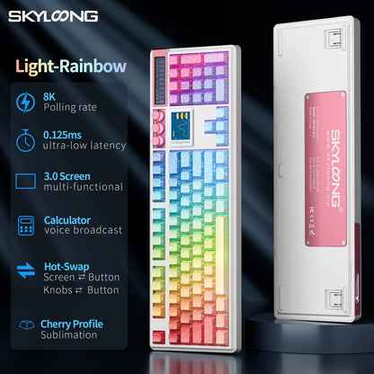 Teclado Mecânico Sem Fios SKYLOONG GK104 Pro 100% Personalizado com Switch Hot-Swap de Baixo Ruído para PC Gaming e Acessórios de Escritório