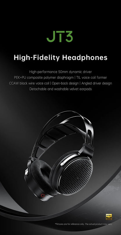 Cuffie over-ear cablate open-back FiiO JT3 con driver dinamico da 50mm HiFi e cavo rimovibile