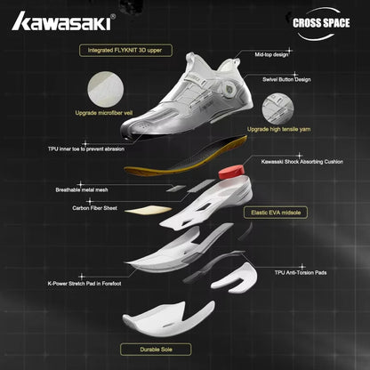 Kawasaki King Series 2.0 Professional -sulkapallokengät miehille ja naisille, kiertymistä ehkäisevät alkuperäiset miesten tenniskengät ja sneakerit A3311
