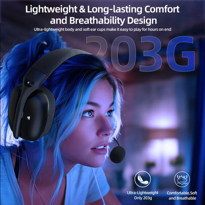 ATTACK SHARK L80PRO 3-in-1 Gaming Headset – Low Latency Wireless Bluetooth Headphones with Dual Microphone, 40mm Hi-Fi Sound & Stable Connection Gaming Headset