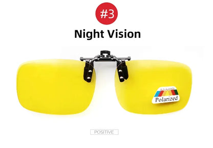 Classic Mirror Blue Flip Up Clip on Sunglasses Fishing Men Square Polarized Lens Metal Night Vision Driving UV400 Women Glasses
