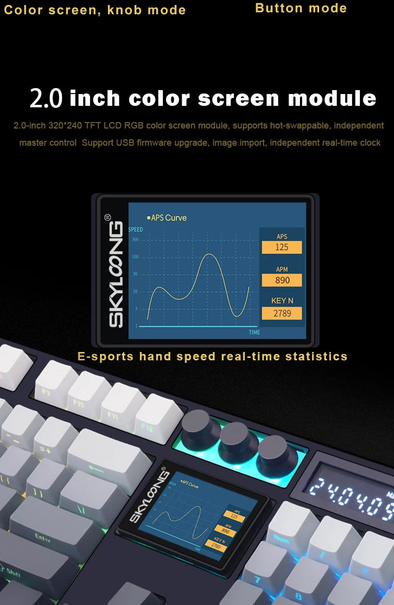 Teclado Mecânico Sem Fios SKYLOONG GK104 Pro 100% Personalizado com Switch Hot-Swap de Baixo Ruído para PC Gaming e Acessórios de Escritório