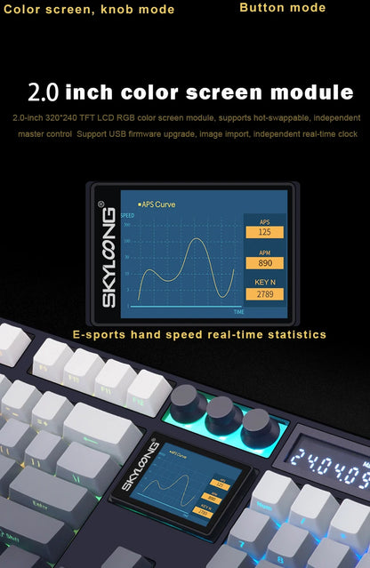 Teclado Mecânico Sem Fios SKYLOONG GK104 Pro 100% Personalizado com Switch Hot-Swap de Baixo Ruído para PC Gaming e Acessórios de Escritório
