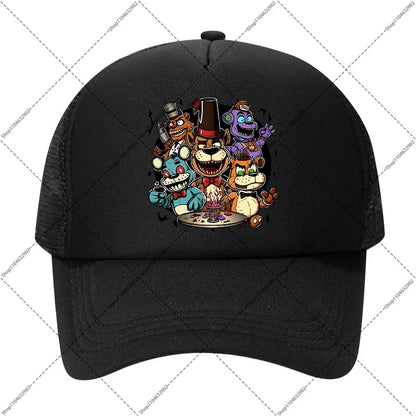 FNAF beisbolo kepurė „Five Nights at Freddy’s“ unisex kepurės nuo saulės su animacinių filmų ir anime motyvais, berniukams ir mergaitėms skirtos mados kepurės, gimtadienio šventės dovanos