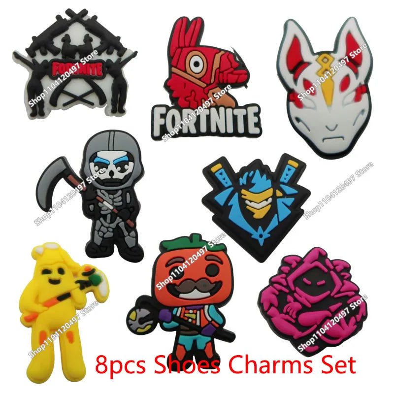 Conjunto de 8 Figuras Fortnite Anime em PVC — Bonecos Trooper Colecionáveis para Fãs, Crianças, Aniversário e Natal