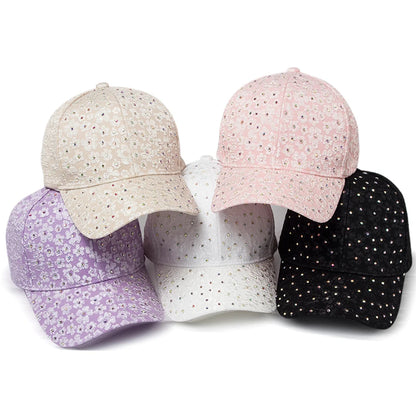 CNTANG vasarinės moteriškos beisbolo kepurės su dirbtiniais deimantais, gėlių siuvinėjimais, moteriškos „snapback“ stiliaus mados dizainerių saulės kepurės, hip-hopo stiliaus Y2K kepurės