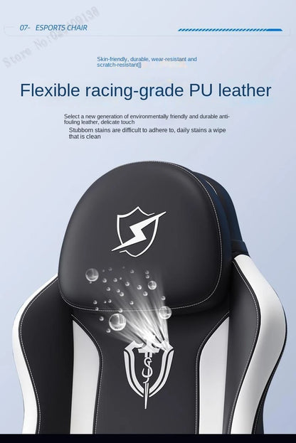 Ergonomic Gaming Chair with Latex Seat Cushion, Adjustable Backrest, Dual Headrest, 4D Pneumatic Lift, Office Computer Chair