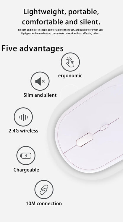 Lenovo vezeték nélküli egér, USB-ről tölthető, ergonomikus, állítható DPI, irodai, csendes, 2.4G Bluetooth optikai elektromos egér játékhoz és irodai használatra