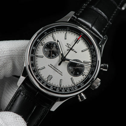 40mm Men's Army Watch 1963 Pilot Mechanical Sugess Panda Wristwatch Sapphire Air Force Watch Chronograph Official ST1901 Movement