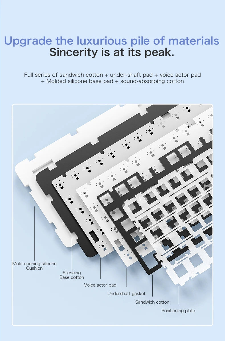 F75 Mechanische Tastatur FREEWOLF * AULA F75 Bluetooth-Tastatur mit drei Verbindungsmodi, speziell für Gaming und Büro entwickelt