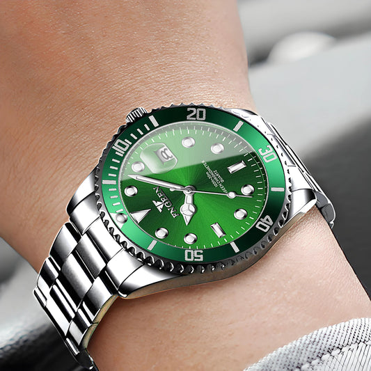 BINBOND FNGEEN Son Brand quartz wristwatch for men, with a stainless steel strap, luminous and water-resistant, luxury.