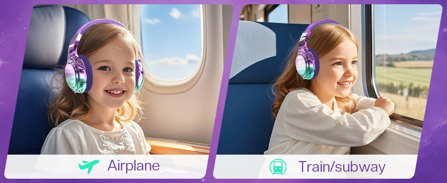 Gradient Kids Bluetooth Headphones Over Ear Girls Wireless Headphones With Mic Foldable Lightweight Headset For School Travel