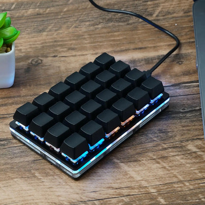 Mini-USB Custom Mechanische Tastatur mit 24 Tasten, Schwarz/Weiß, Gaming-Tastatur, Sayo-Gerät, programmierbares Shortcut-Keypad mit Makrotasten