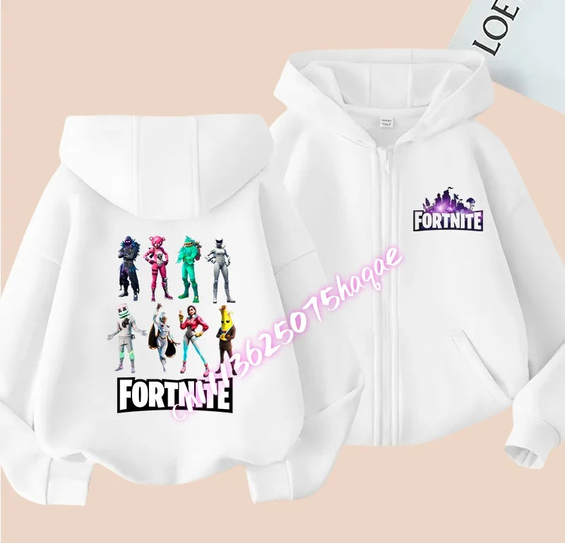 New Fortnite Child Zip-Up Hoodie Cartoon Anime Hoodies Casual Breathable Kids Boys Coat Jackets 2026 Spring Children Clothing