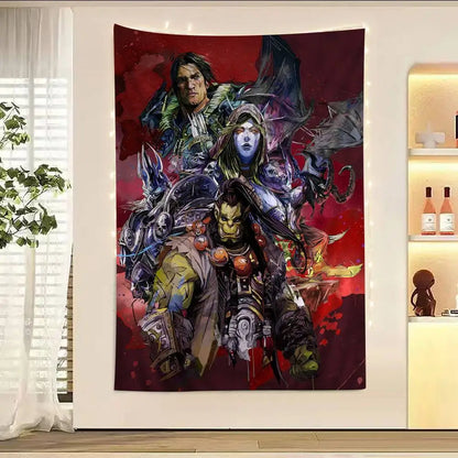 Populärt spel World of Warcraft – stor väggbonad med tryck, billig hippie-väggbonad, bohemiska väggbonader, mandala, heminredning