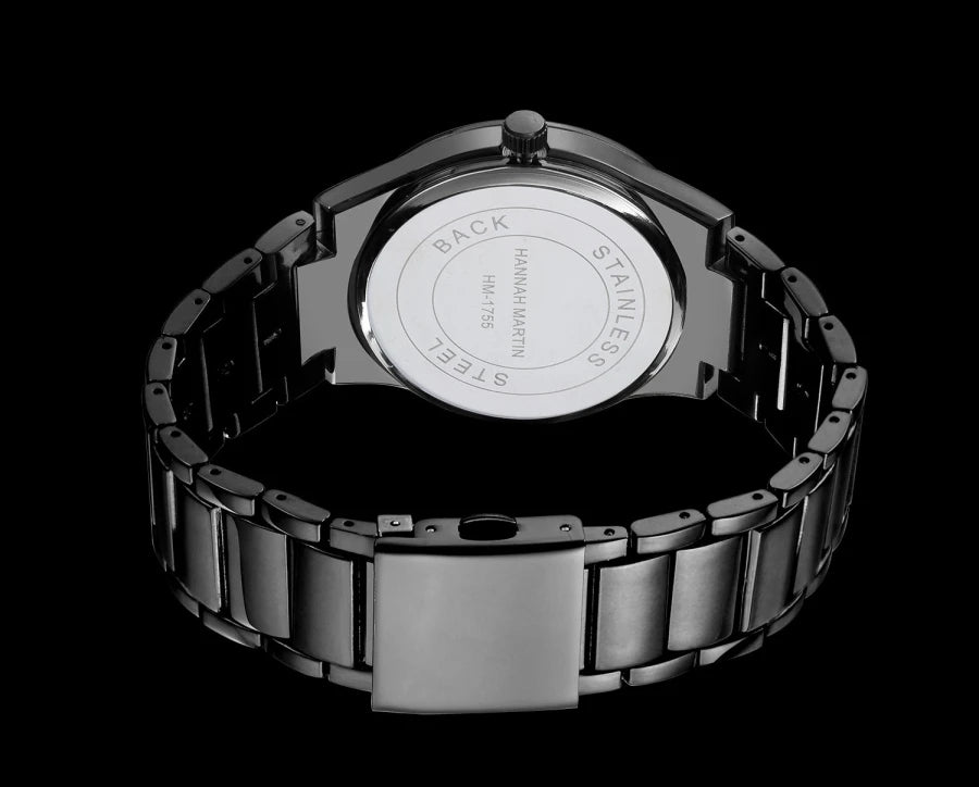 Hannah Martin férfi karóra, rozsdamentes acél tok, kvarc szerkezet, 41 mm-es számlap, üzleti stílus, naptárkijelzéssel (utánzat)