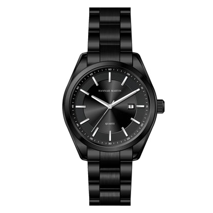 HANNAH MARTIN quartz watch, 40 mm, for men, black stainless steel bracelet, water-resistant to 3 bar, sporty-chic style