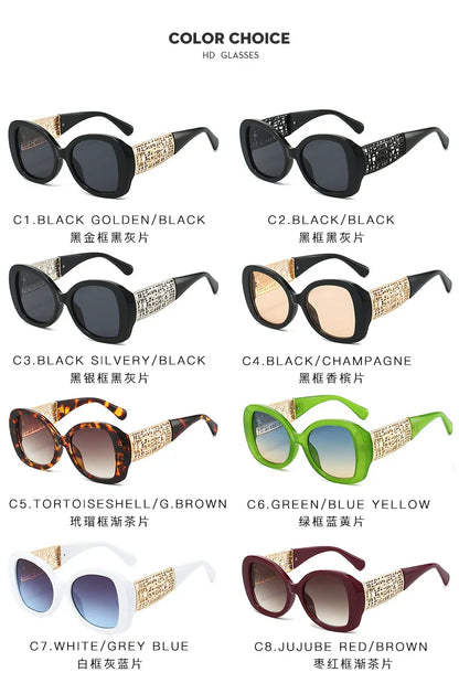 Hot Designer Fashion Women's Sunglasses Premium Retro Sunglasses Large Frame Metal Toad Glasses