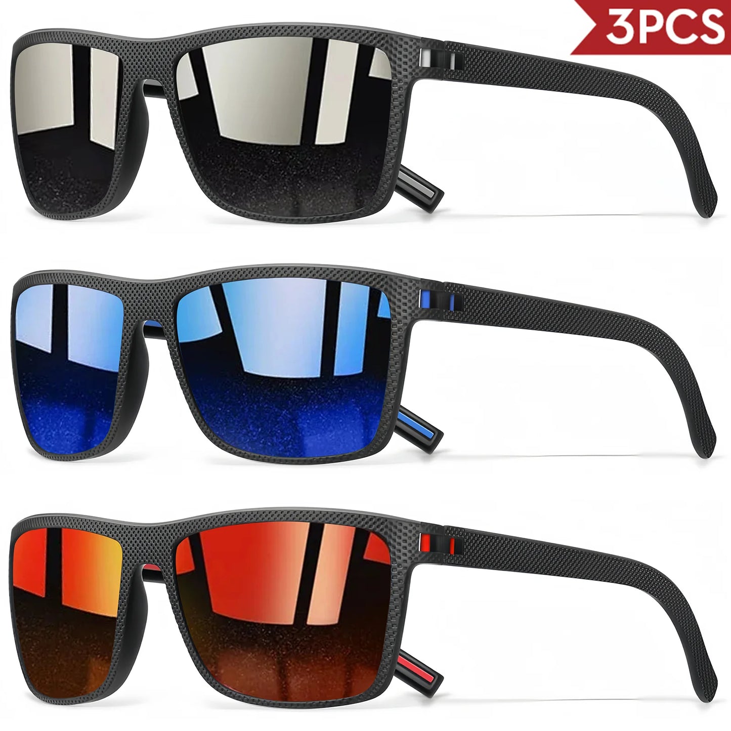 3PCS Signature Retro Square Sunglasses UV400 Spring Hinges Lightweight Gift Ready for Daily & Vacation Unbox Elegance