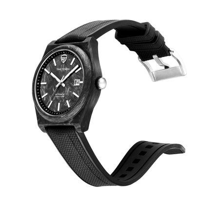 TIME TOKEN Nuovo orologio subacqueo da uomo in fibra di carbonio luminosa da 40mm, automatico meccanico di lusso con calendario, vetro zaffiro, impermeabile 100m