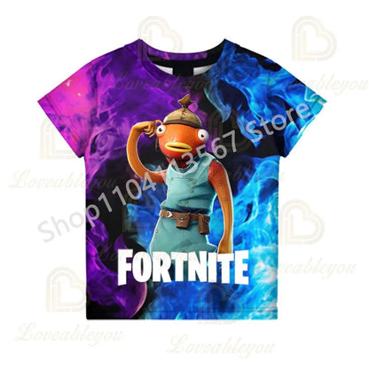 Youth F-Fortnited T-Shirt Battle Game Adults Short Sleeve Summer Tees for Teen Boys and Girls