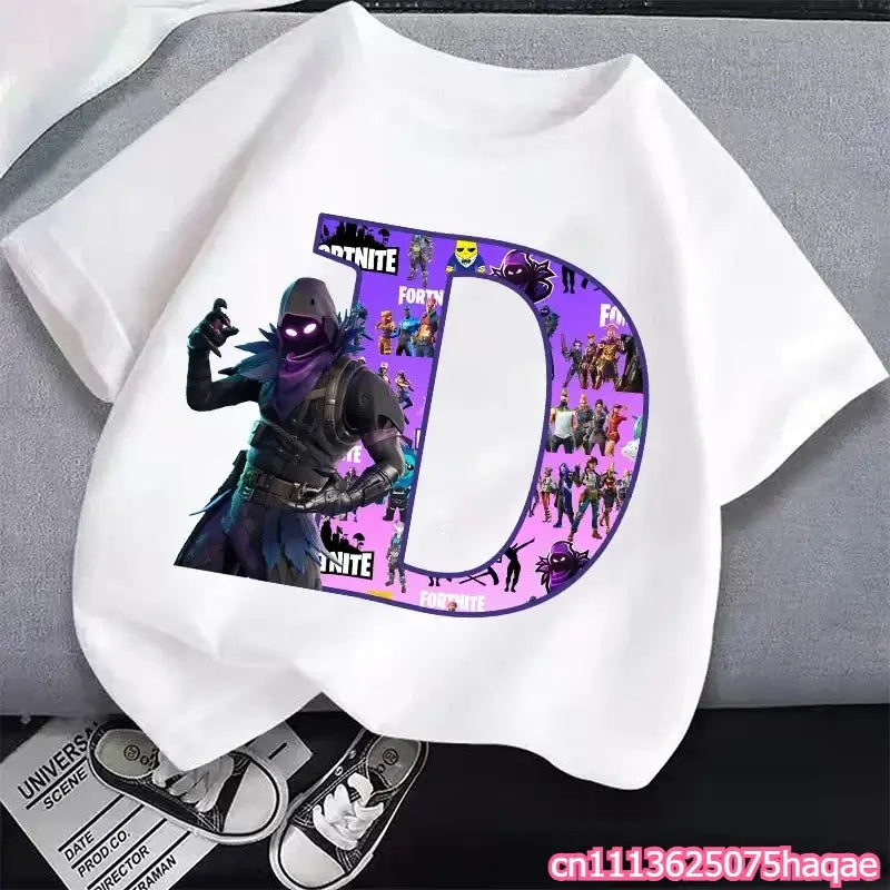 New Fortnites Kids T-shirts Cartoon Letter Graphic T-shirts Boys Girls Summer Casual Sports Short Sleeve Tops Children Clothing