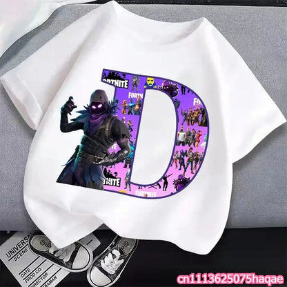 New Fortnites Kids T-shirts Cartoon Letter Graphic T-shirts Boys Girls Summer Casual Sports Short Sleeve Tops Children Clothing