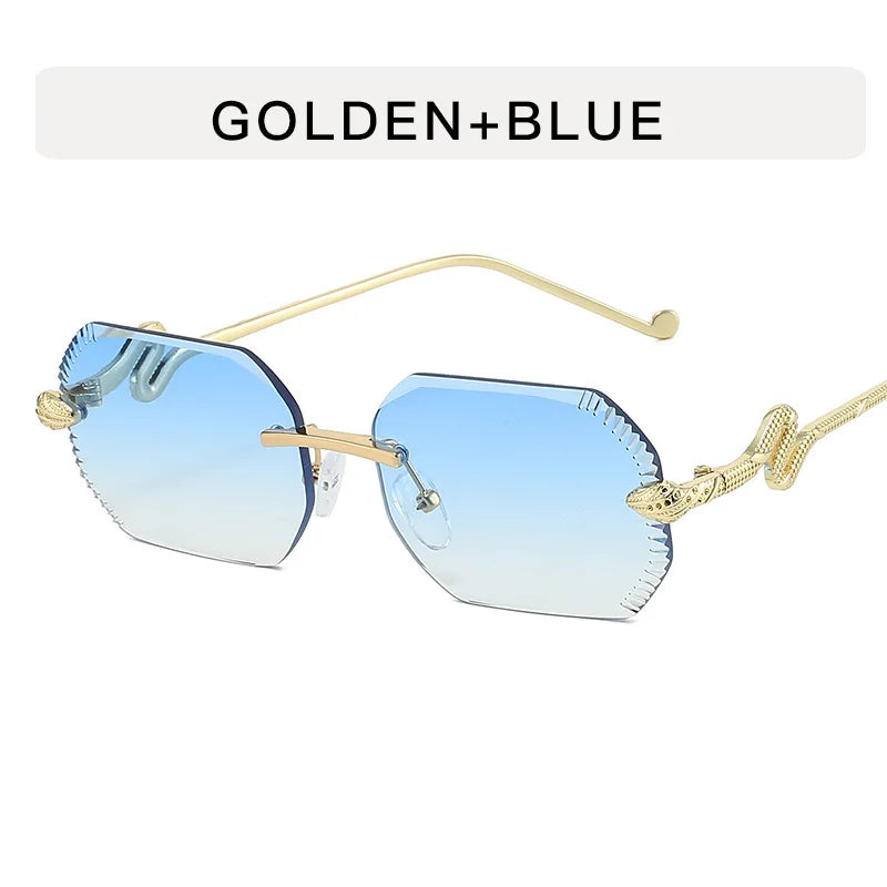 Fashion snake-shaped metal decorative sunglasses - unisex irregular frame, UV protection, sunshades