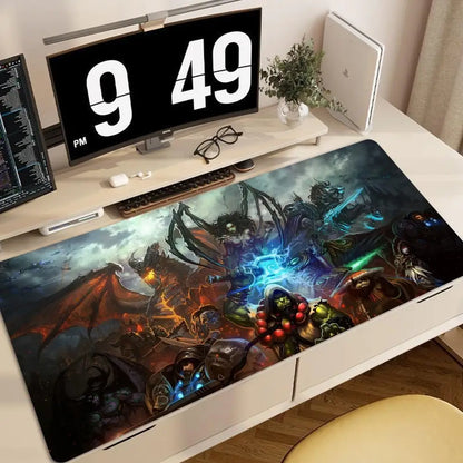 World of Warcraft Anime XXL gaming-musemåtte-skrivebordsunderlag med låst kant, tastatur- og musemåtte til kontor, gamer-computertilbehør HYBXXC